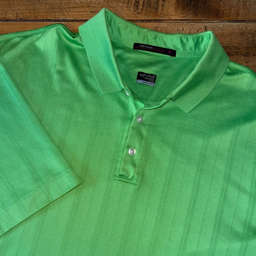Nike Fit Dry Tiger Woods Collection Mens Green Short Sleeve Golf Polo Size XL